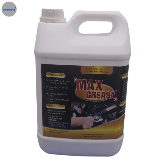 Dung dịch tẩy dầu vệ sinh khoang máy ô tô MAX GREASA can 5 lít